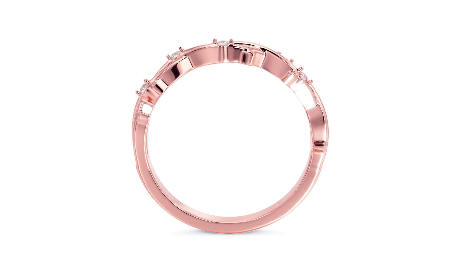 wedding gold ring leafs  3D print model_13