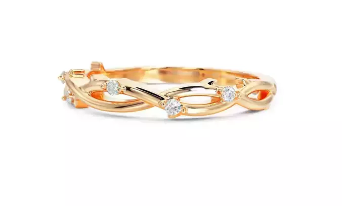 wedding gold ring leafs  3D print model