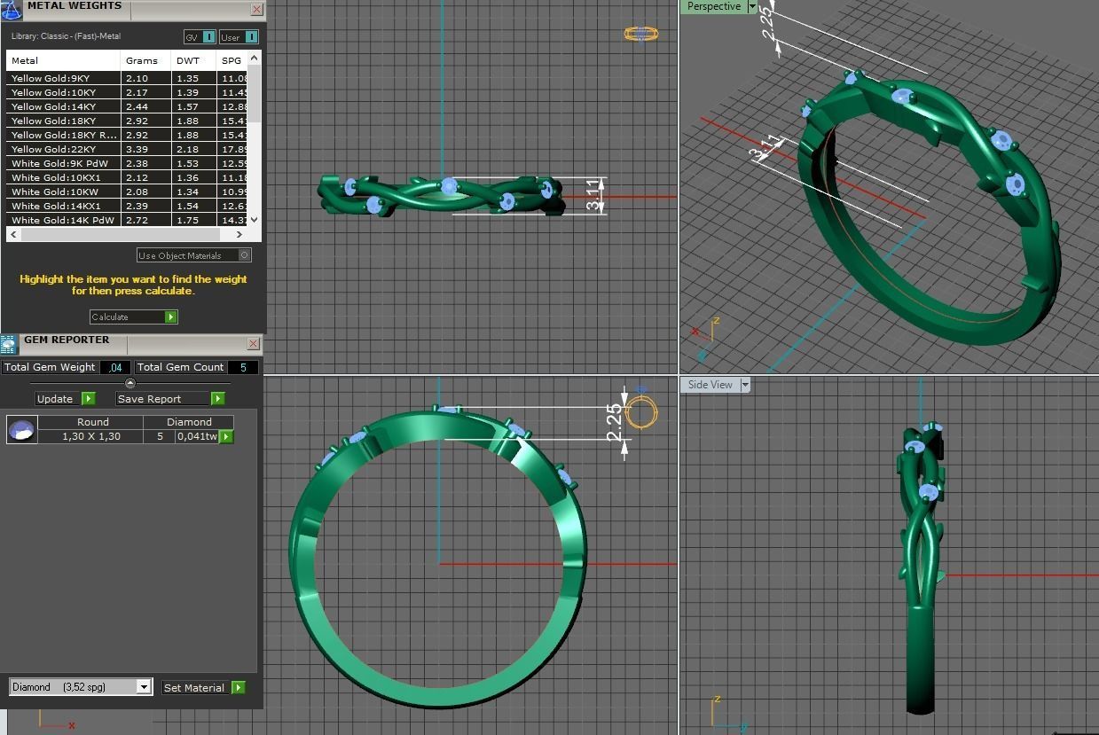 wedding gold ring leafs  3D print model_2