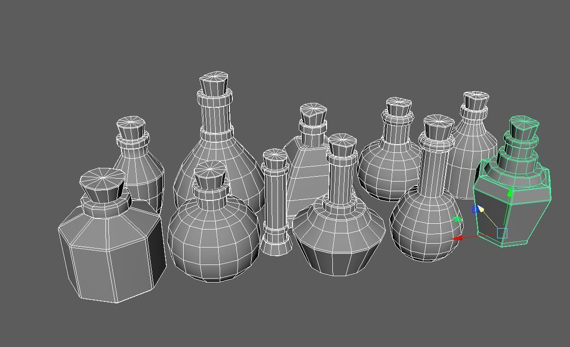 Simple Potions Pack - 11 Unique Objects Low-poly 3D model_3