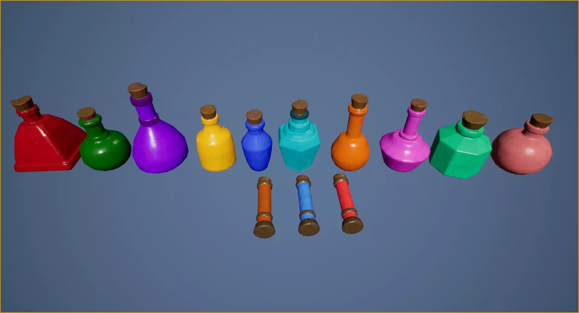 Simple Potions Pack - 11 Unique Objects Low-poly 3D model_0