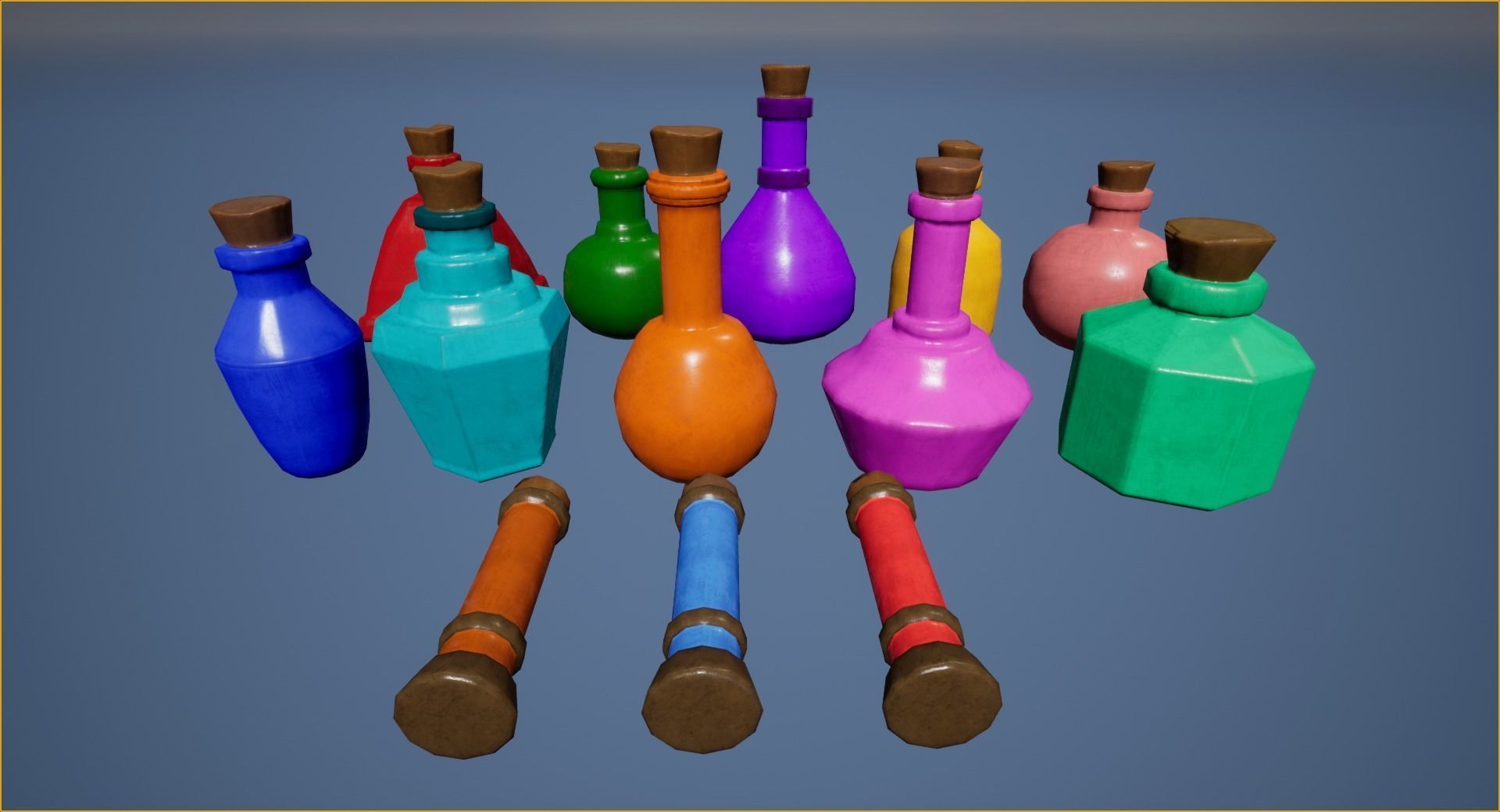 Simple Potions Pack - 11 Unique Objects Low-poly 3D model_2