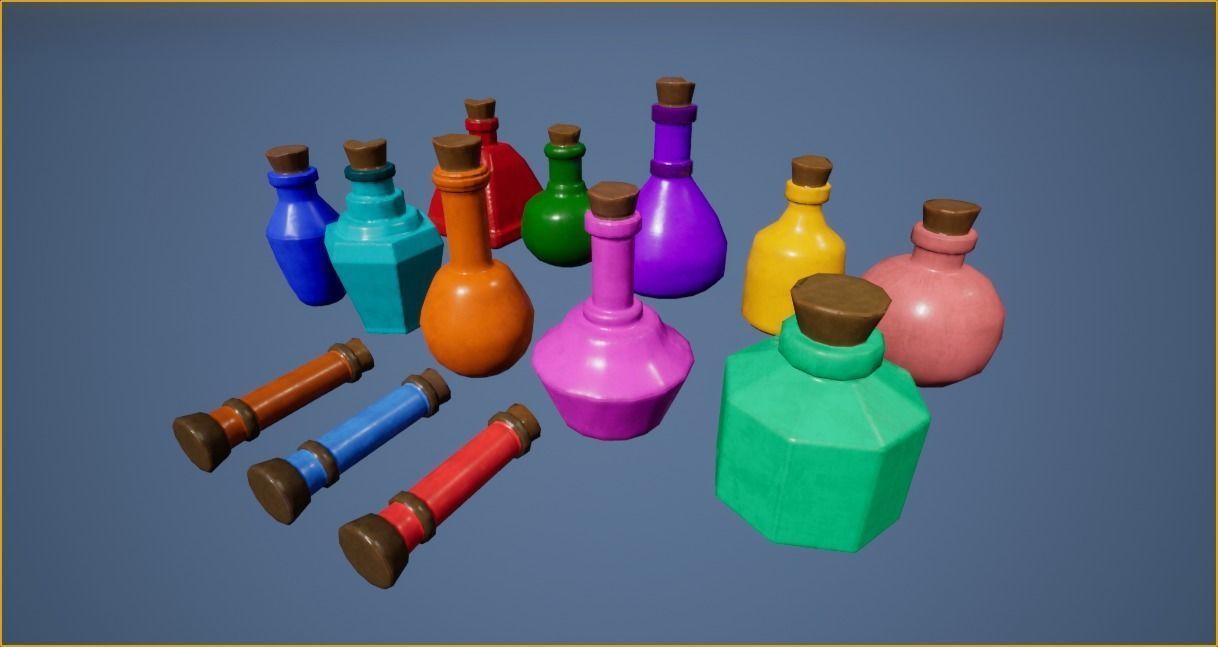 Simple Potions Pack - 11 Unique Objects Low-poly 3D model_1