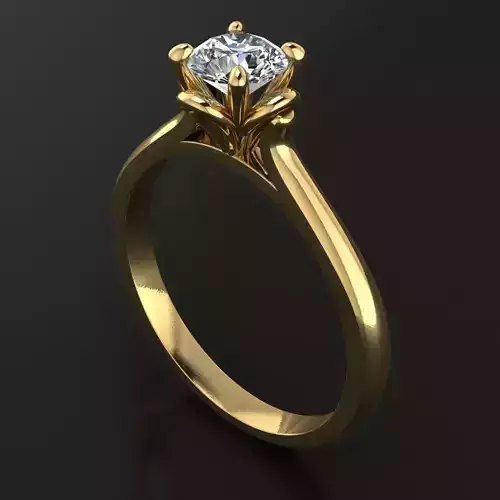 Floral Solitaire 4 Prong Diamond Engagement Ring