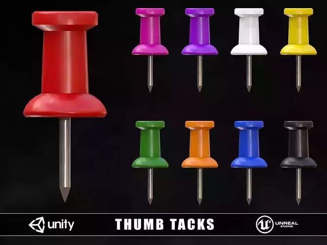 Thumb Tacks Low-poly 3D model