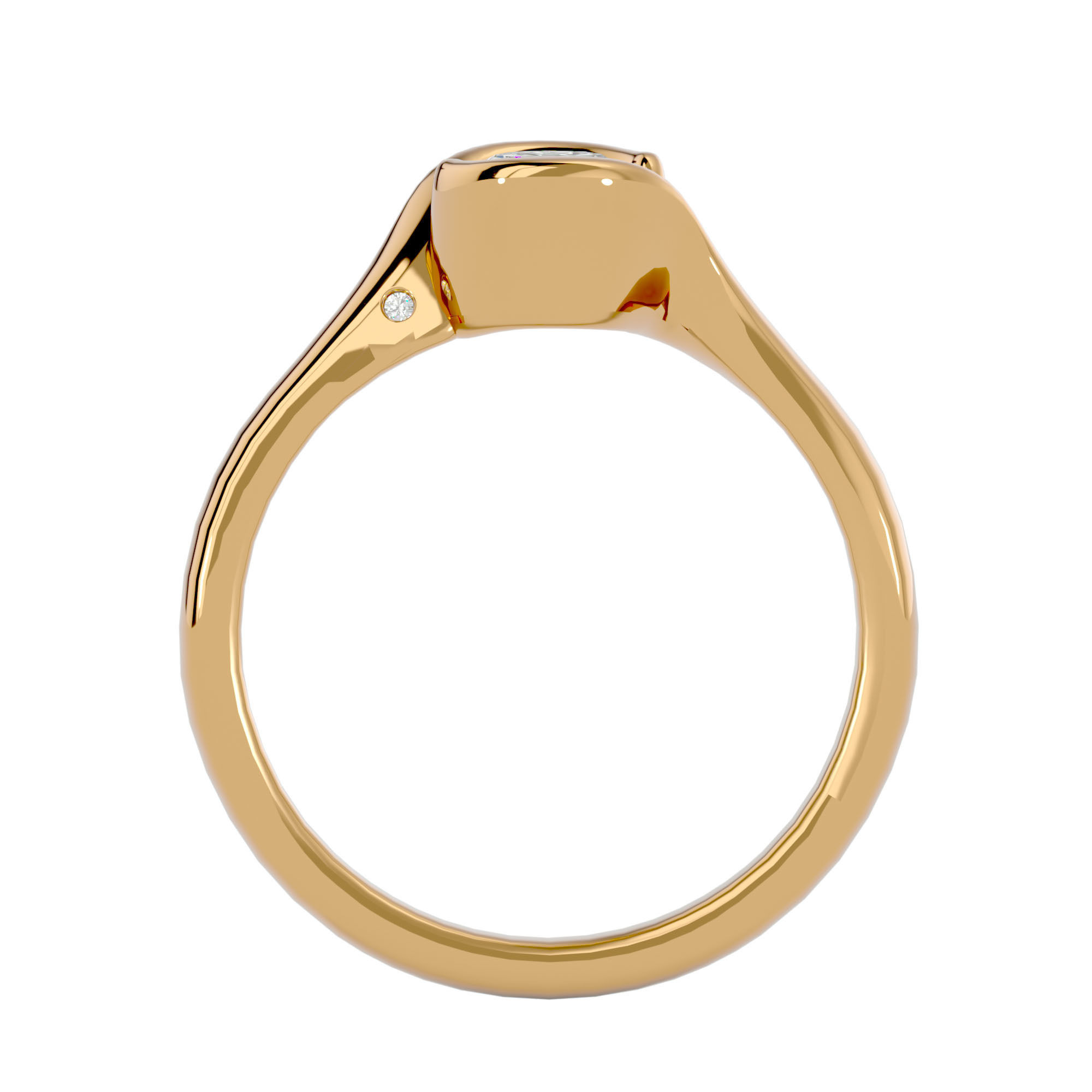 Single Round diamond Women solitaire ring with 360 View 3D print model_5