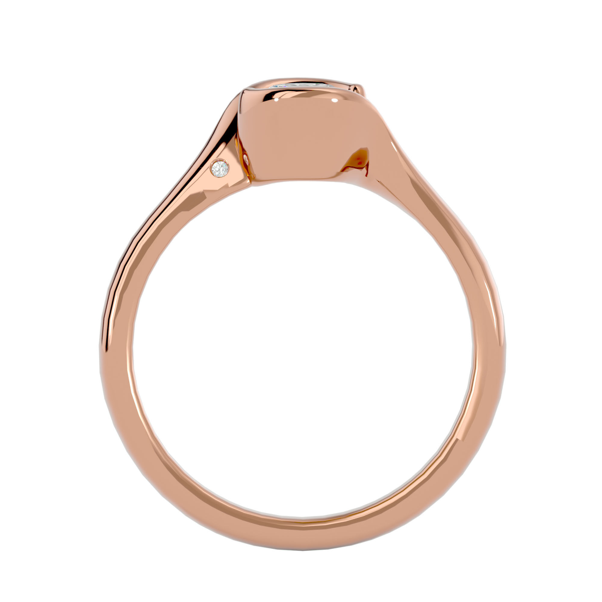 Single Round diamond Women solitaire ring with 360 View 3D print model_6