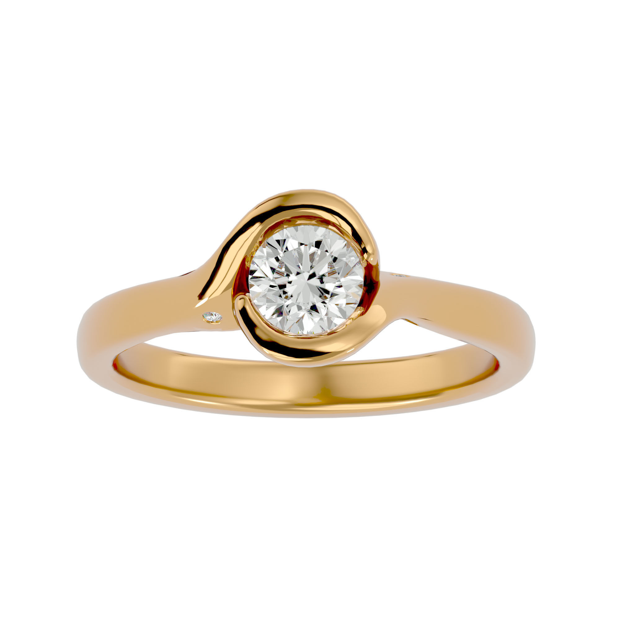 Single Round diamond Women solitaire ring with 360 View 3D print model_2