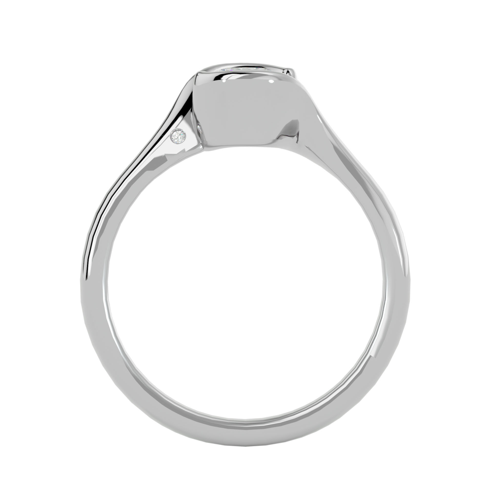 Single Round diamond Women solitaire ring with 360 View 3D print model_4