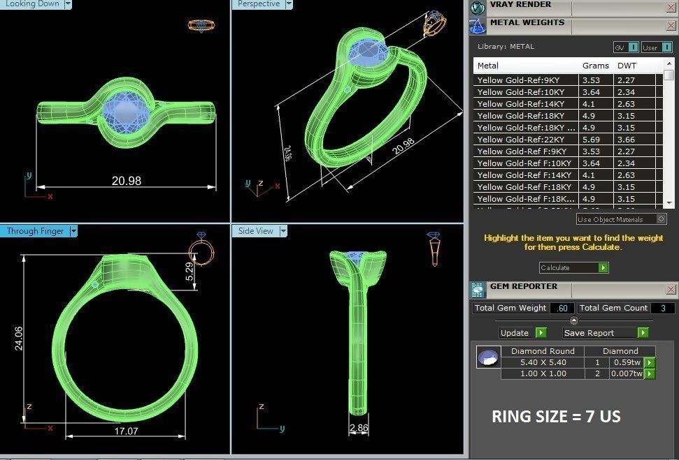 Single Round diamond Women solitaire ring with 360 View 3D print model_13
