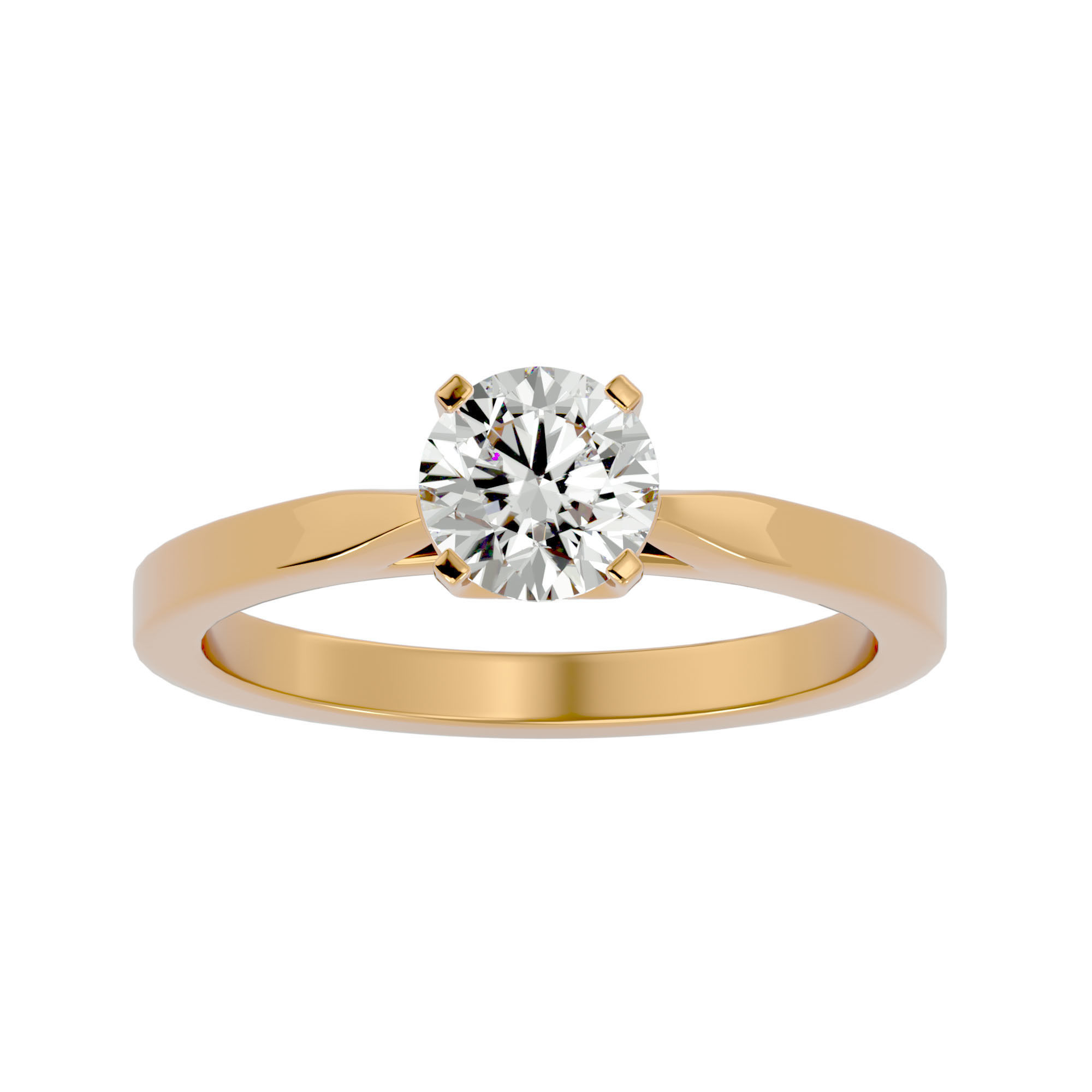 Single Round diamond Women solitaire ring with 360 View 3D print model_2