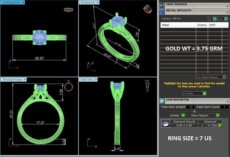 Single Round diamond Women solitaire ring with 360 View 3D print model_4