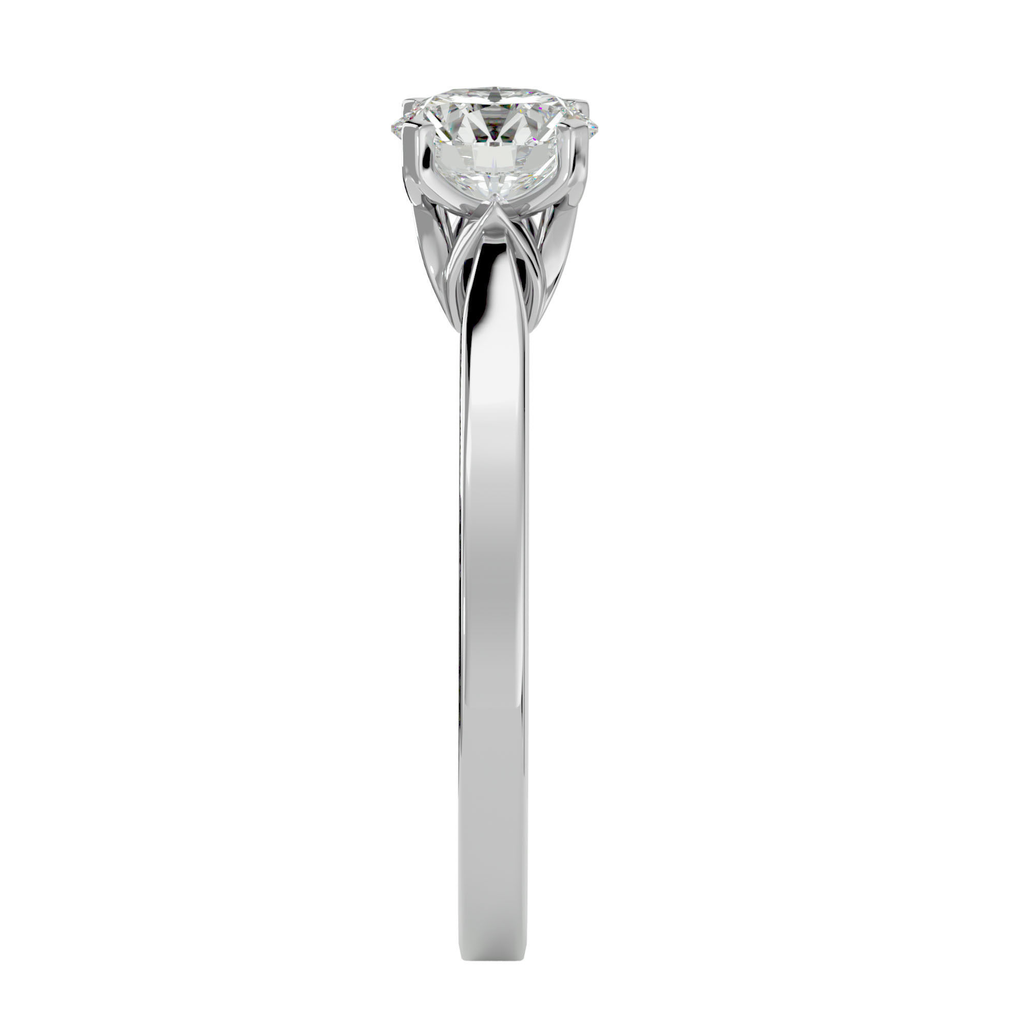 Single Round diamond Women solitaire ring with 360 View 3D print model_10
