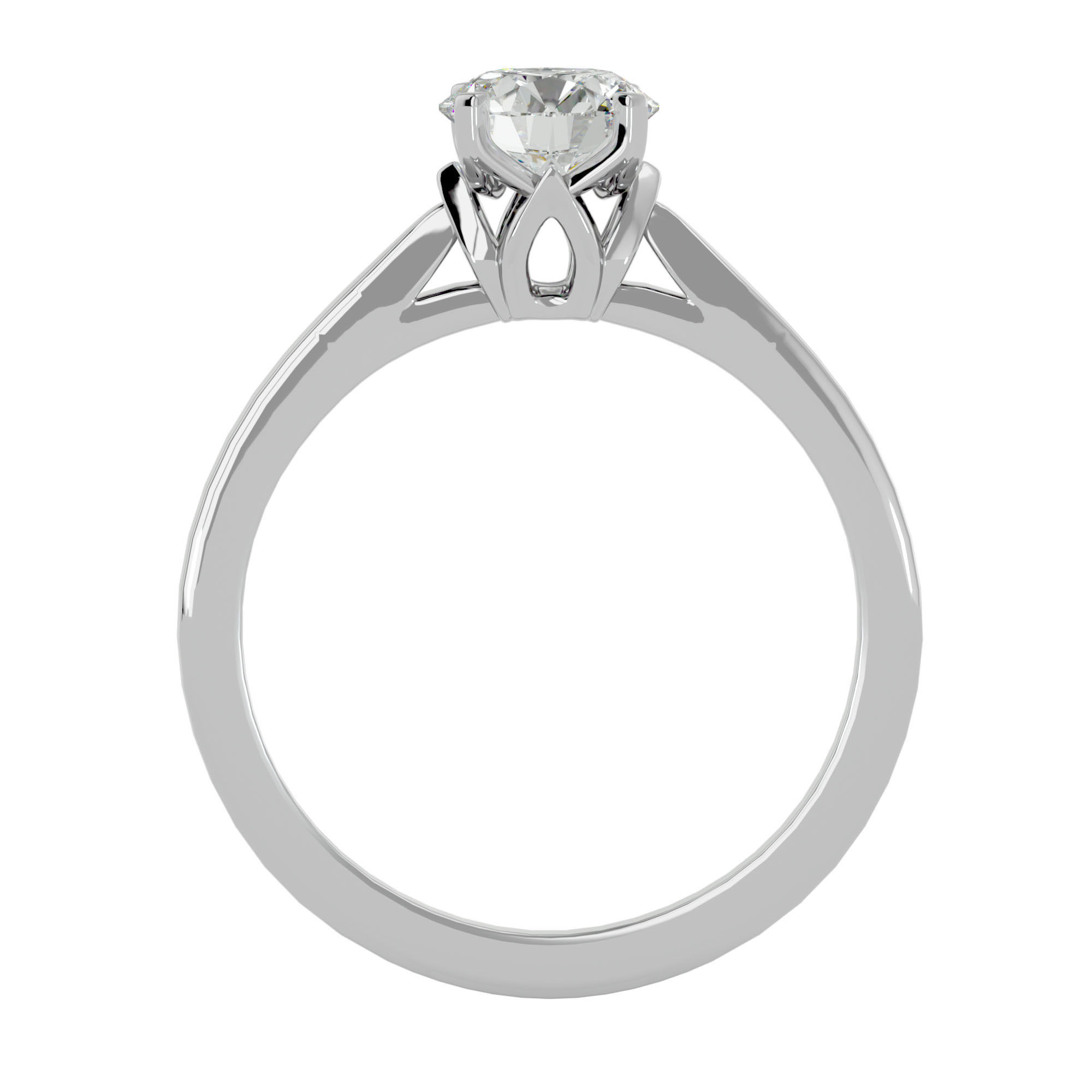 Single Round diamond Women solitaire ring with 360 View 3D print model_5
