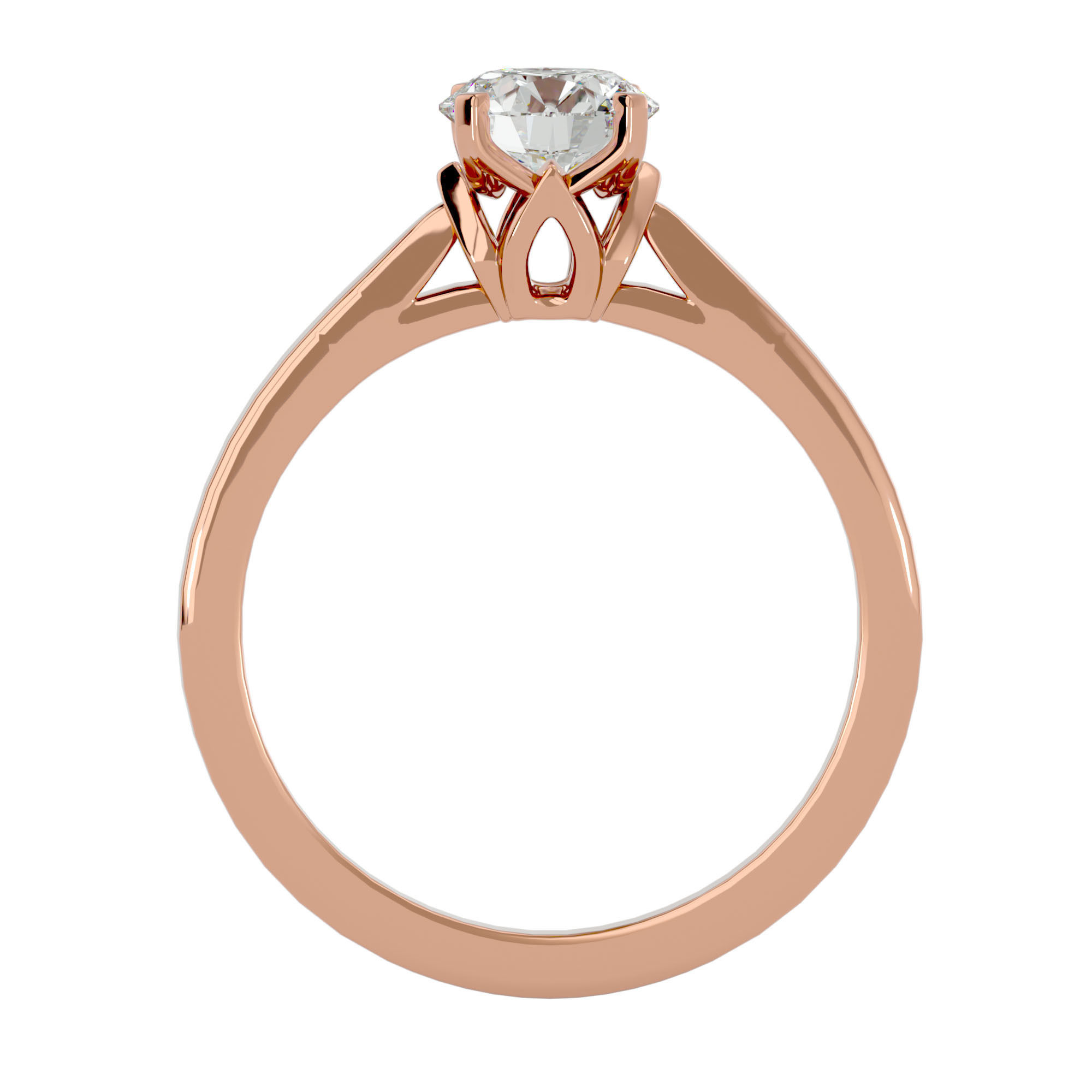 Single Round diamond Women solitaire ring with 360 View 3D print model_7