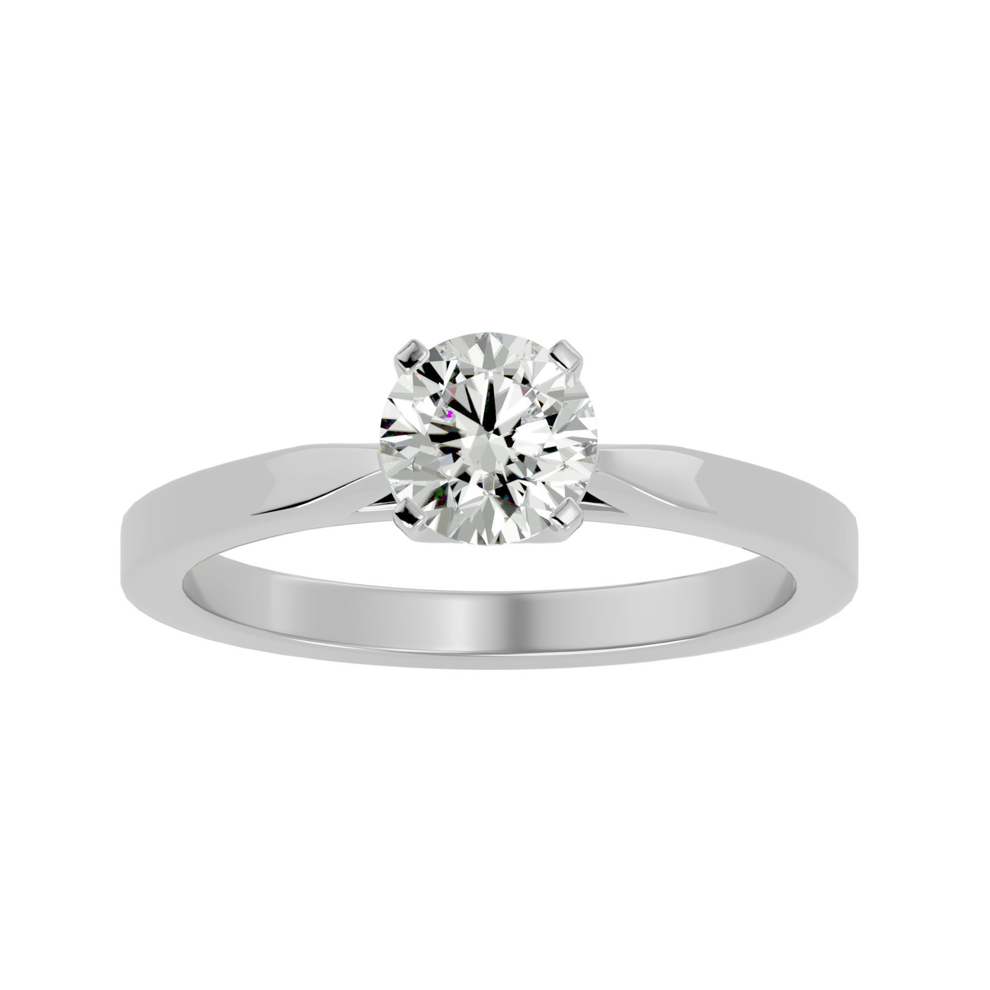 Single Round diamond Women solitaire ring with 360 View 3D print model_3