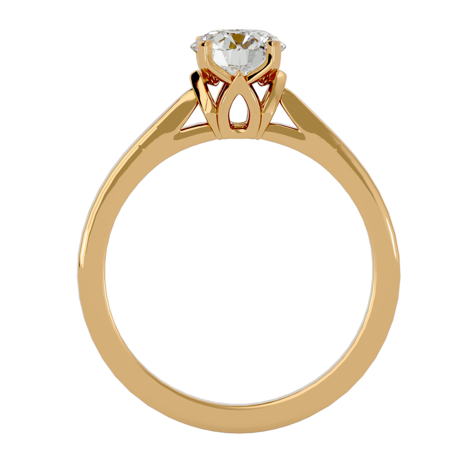 Single Round diamond Women solitaire ring with 360 View 3D print model_6