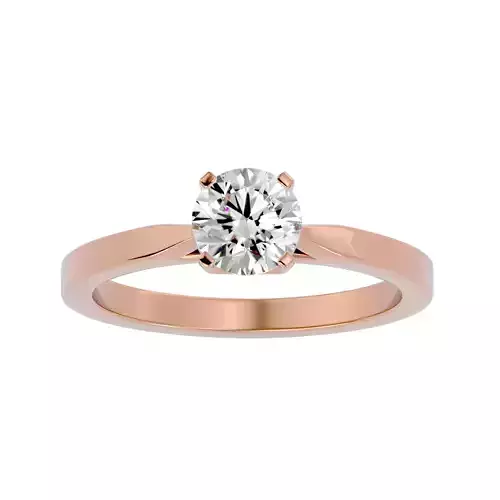 Single Round diamond Women solitaire ring with 360 View 3D print model