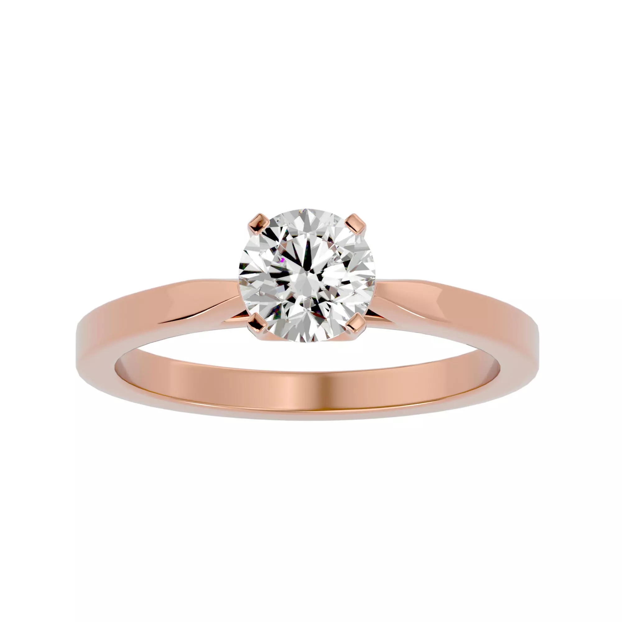 Single Round diamond Women solitaire ring with 360 View 3D print model_0