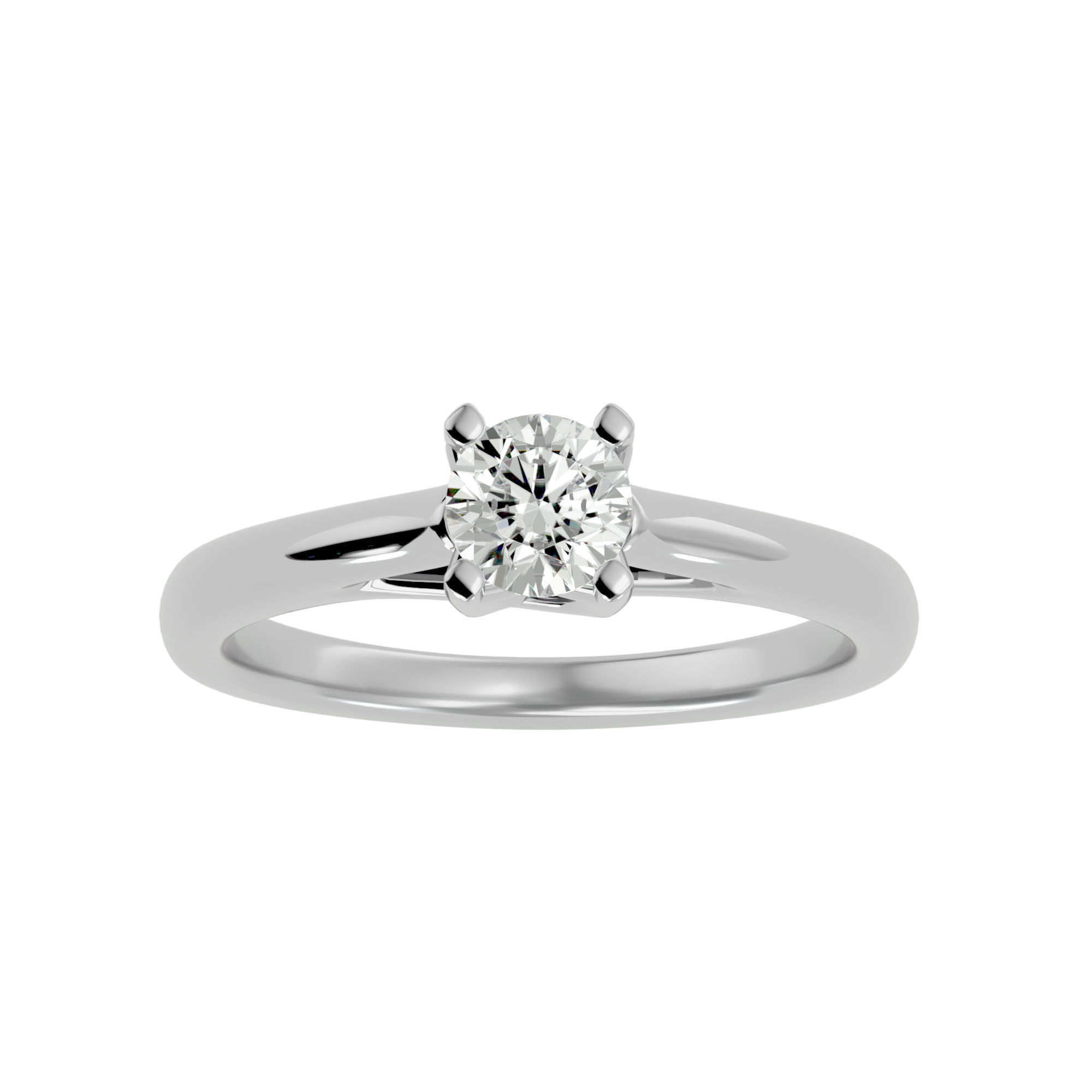 Single Round diamond Women solitaire ring with 360 View 3D print model_3