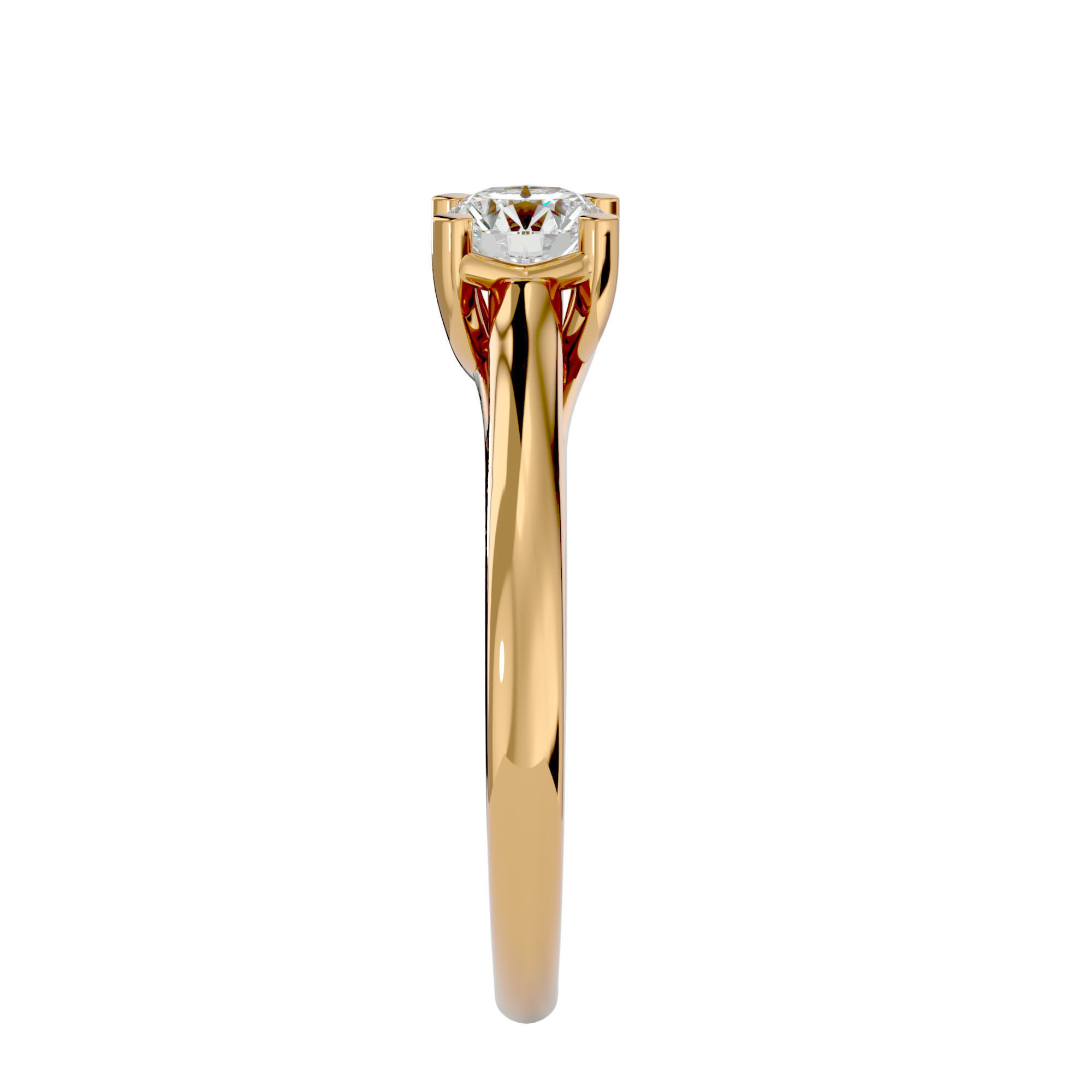 Single Round diamond Women solitaire ring with 360 View 3D print model_7