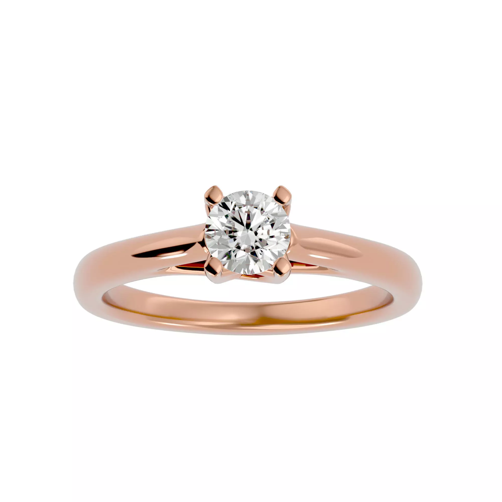 Single Round diamond Women solitaire ring with 360 View 3D print model_0
