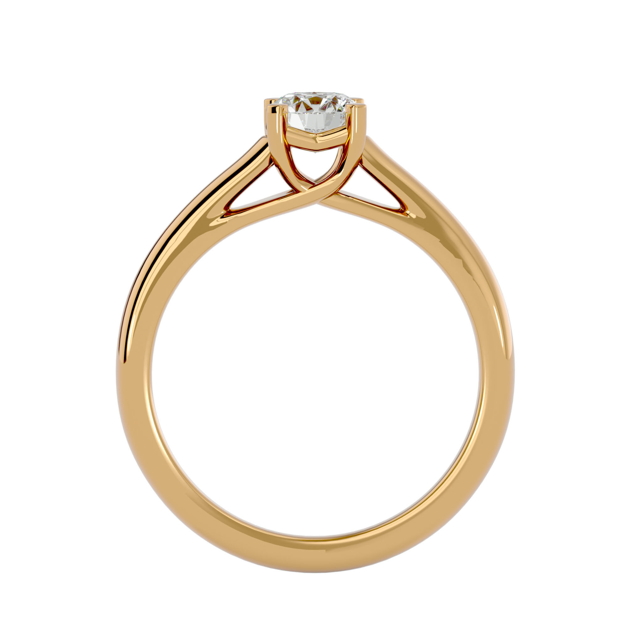 Single Round diamond Women solitaire ring with 360 View 3D print model_5