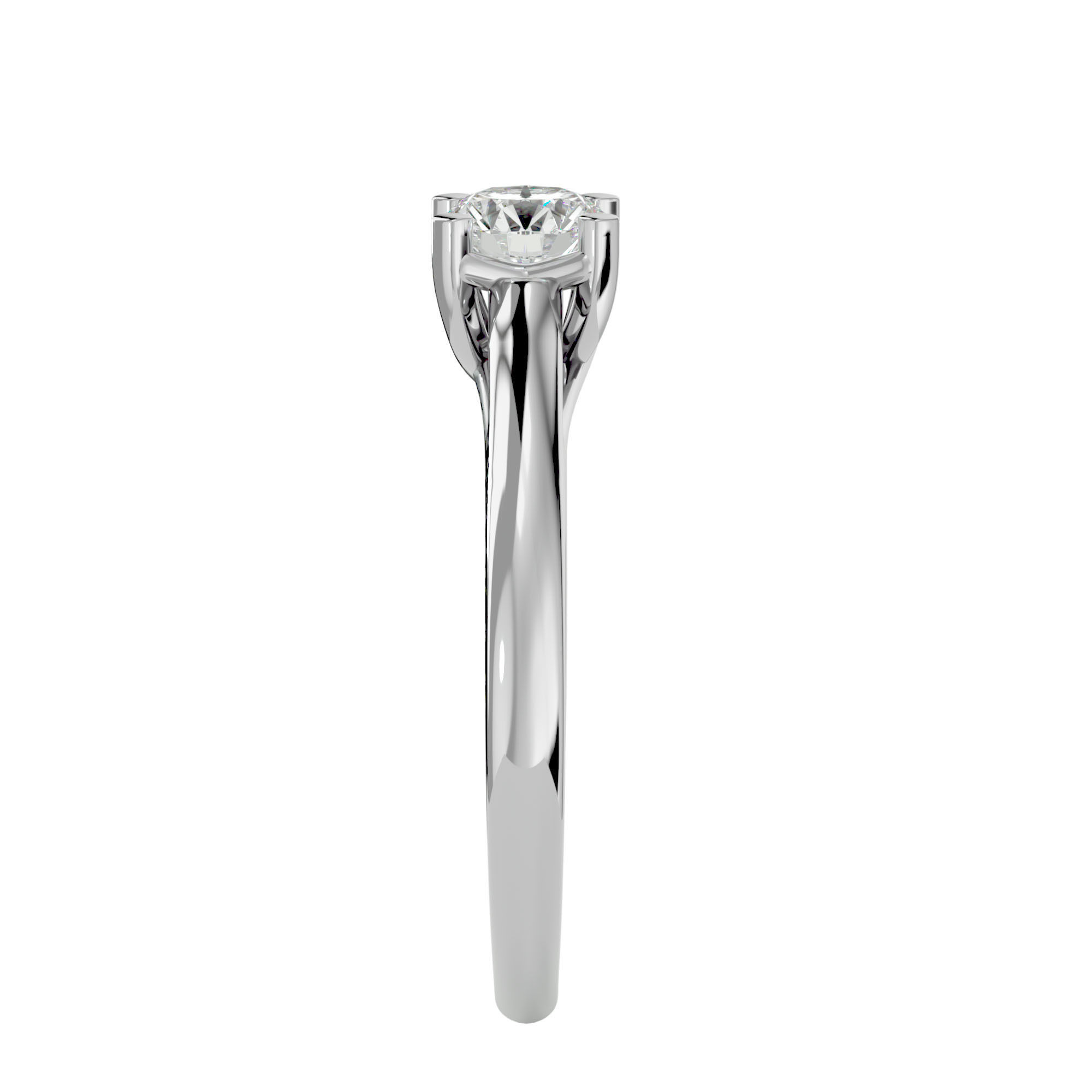 Single Round diamond Women solitaire ring with 360 View 3D print model_9
