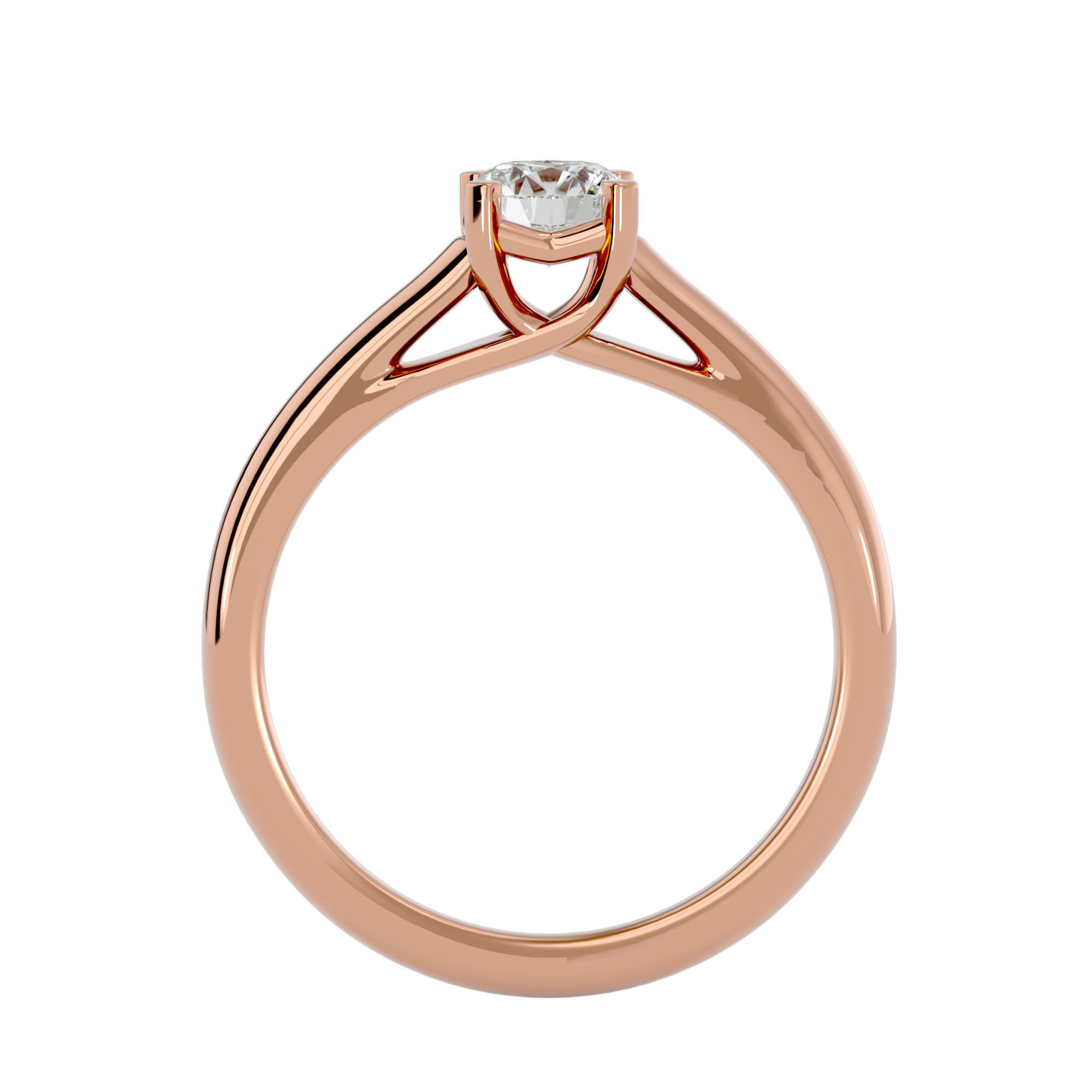 Single Round diamond Women solitaire ring with 360 View 3D print model_6