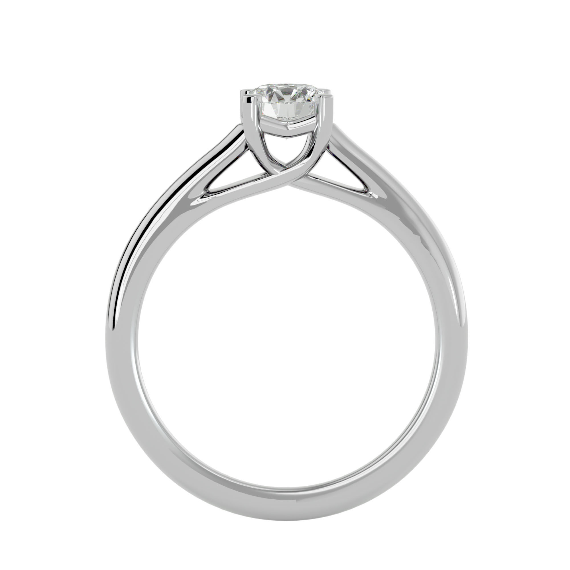 Single Round diamond Women solitaire ring with 360 View 3D print model_4