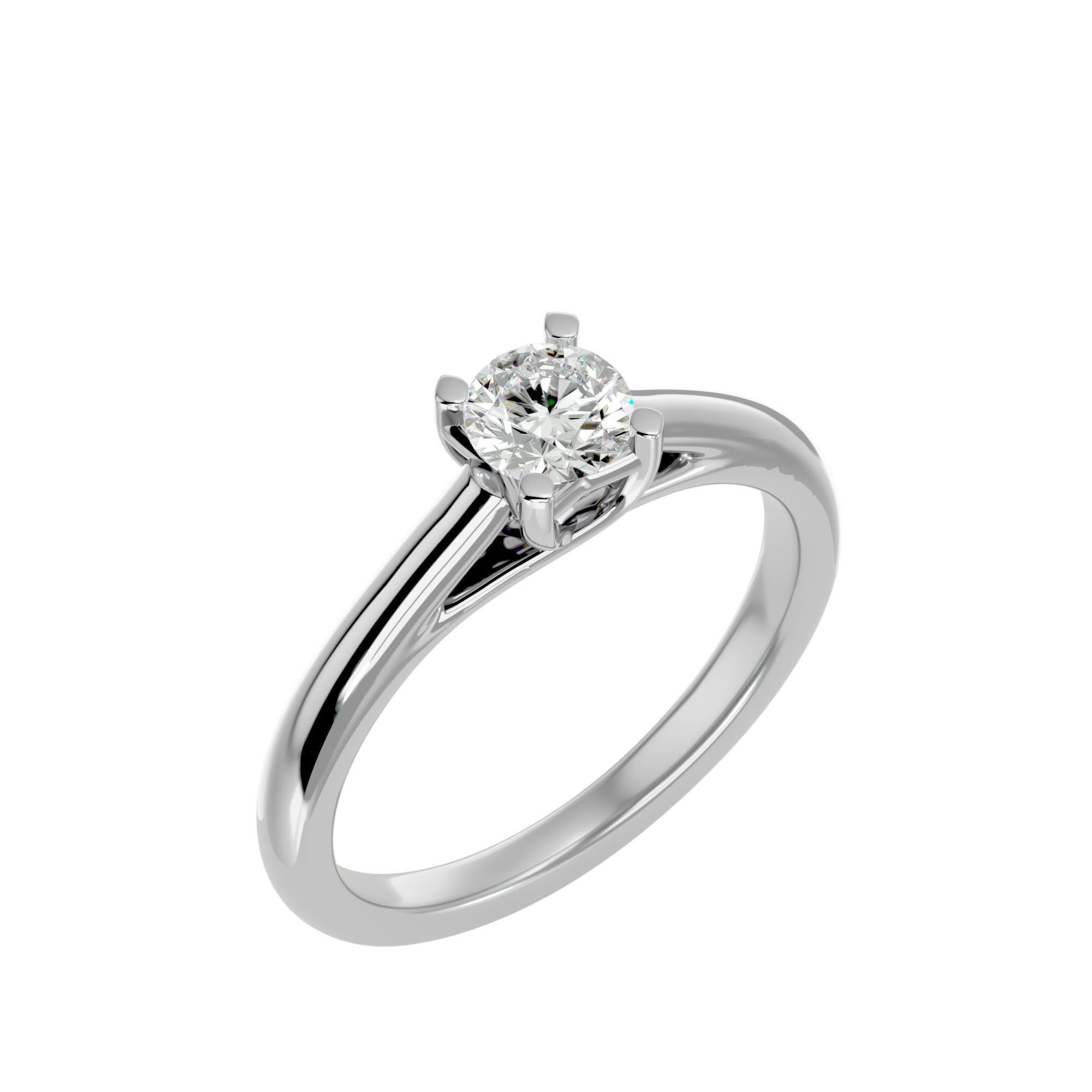 Single Round diamond Women solitaire ring with 360 View 3D print model_10