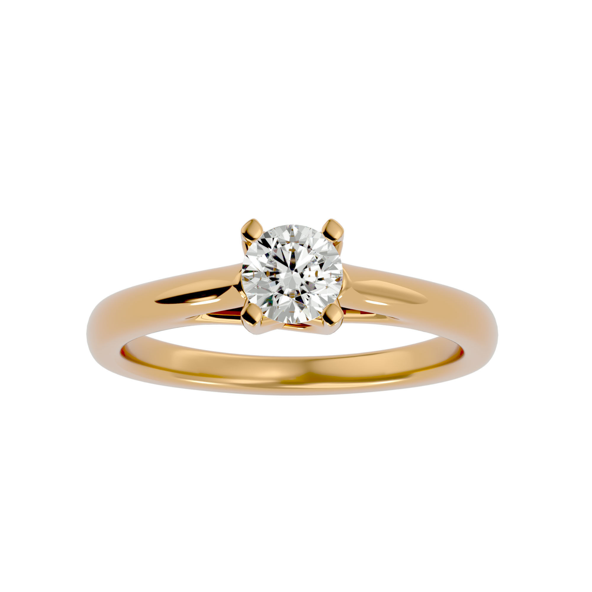 Single Round diamond Women solitaire ring with 360 View 3D print model_2
