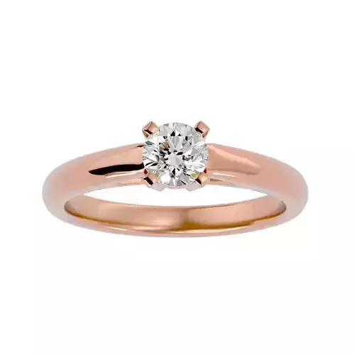 Single Round diamond Women solitaire ring with 360 View 3D print model