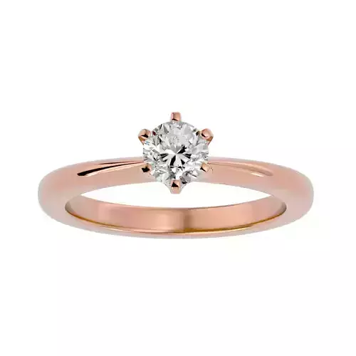 Single Round diamond Women solitaire ring with 360 View 3D print model