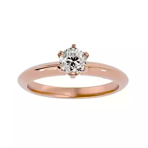 Single Round diamond Women solitaire ring with 360 View 3D print model