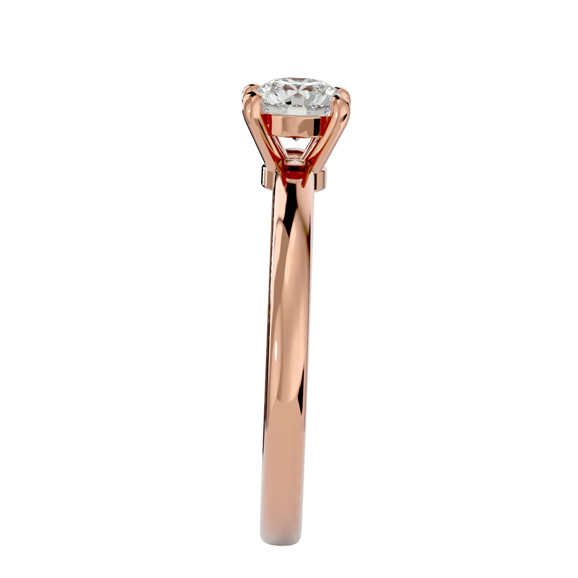 Single Round diamond Women solitaire ring with 360 View 3D print model_9