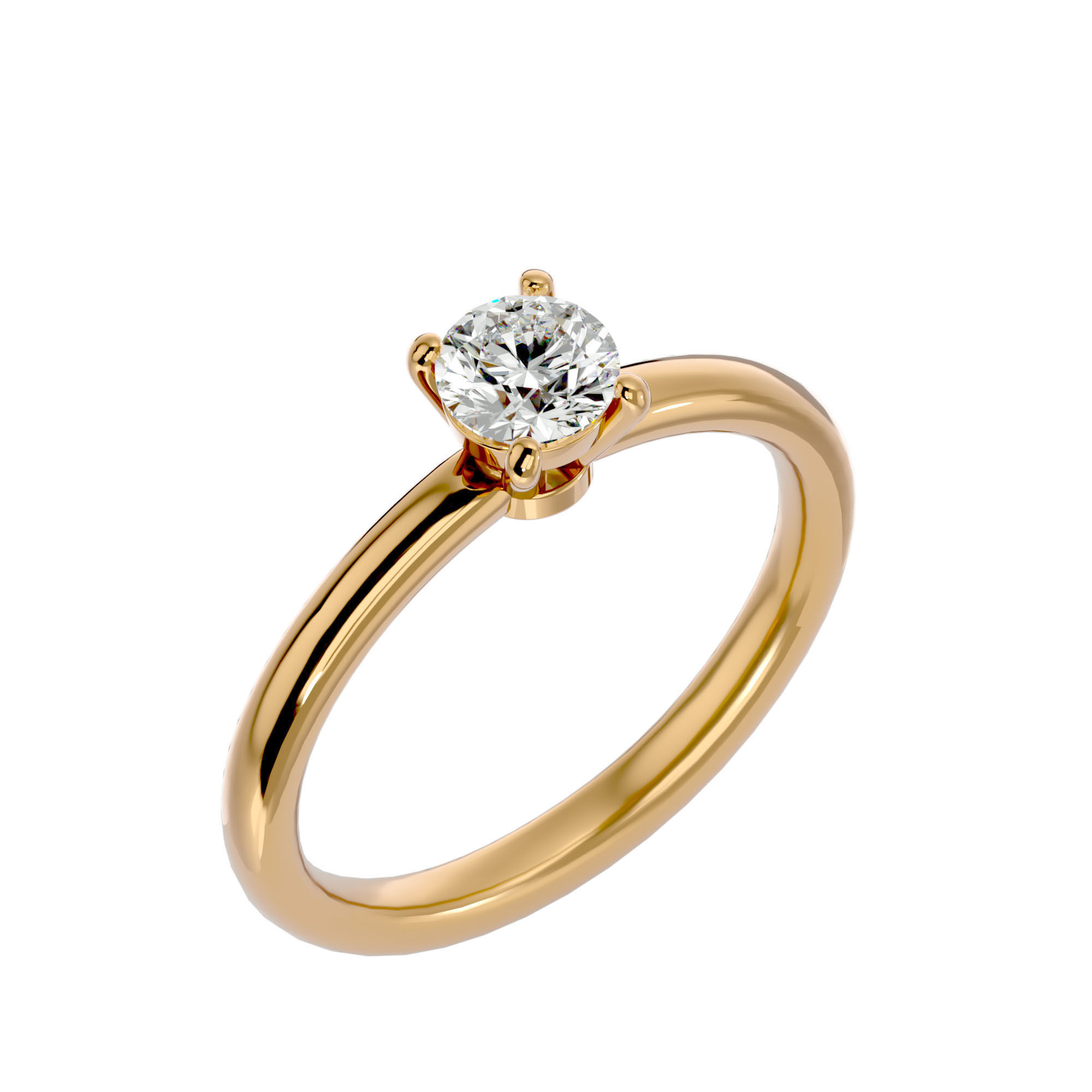 Single Round diamond Women solitaire ring with 360 View 3D print model_12