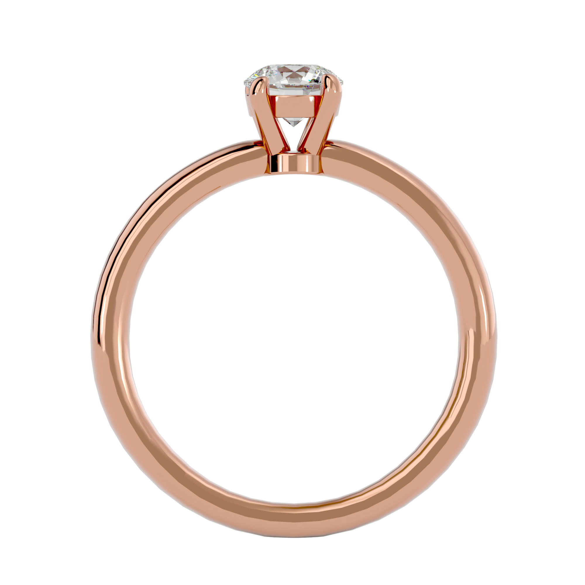 Single Round diamond Women solitaire ring with 360 View 3D print model_6