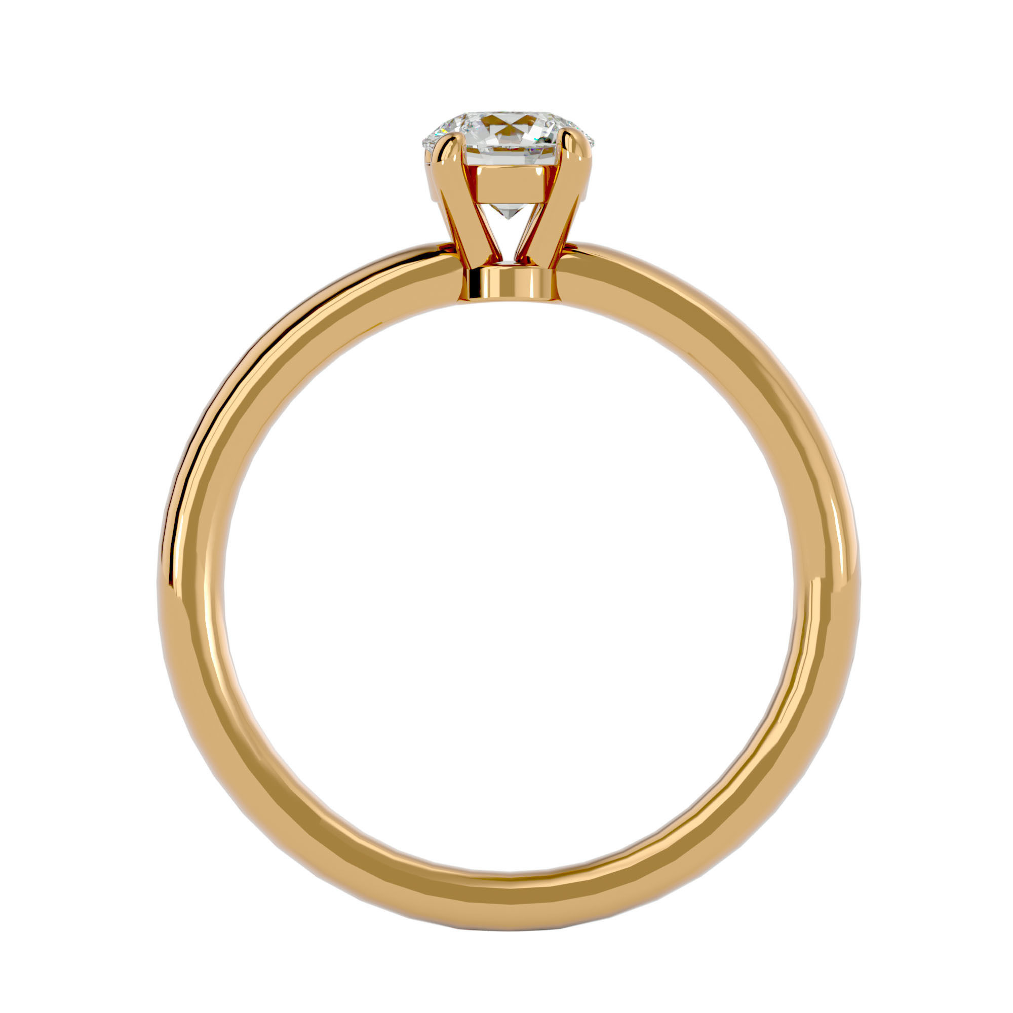 Single Round diamond Women solitaire ring with 360 View 3D print model_5