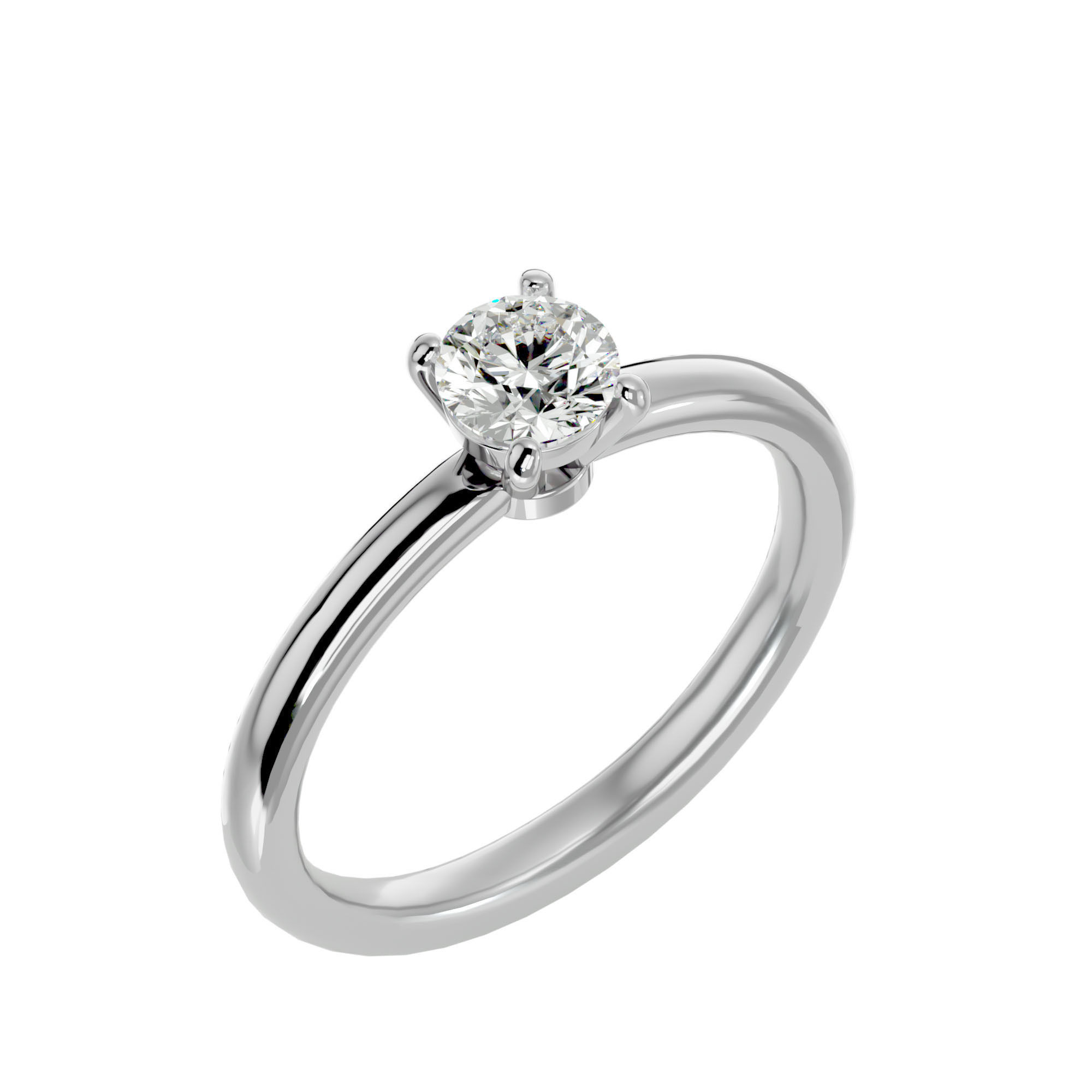 Single Round diamond Women solitaire ring with 360 View 3D print model_11