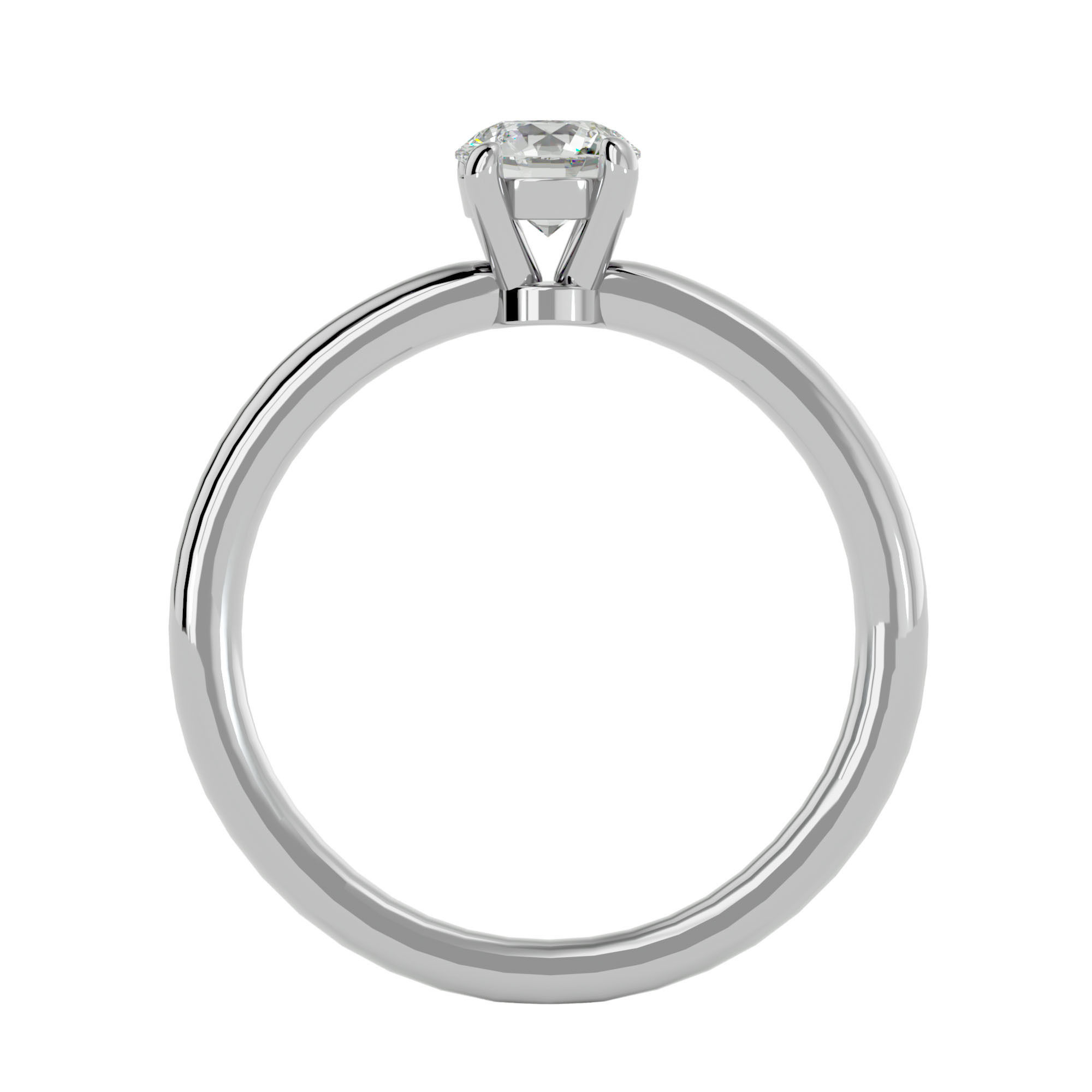Single Round diamond Women solitaire ring with 360 View 3D print model_4