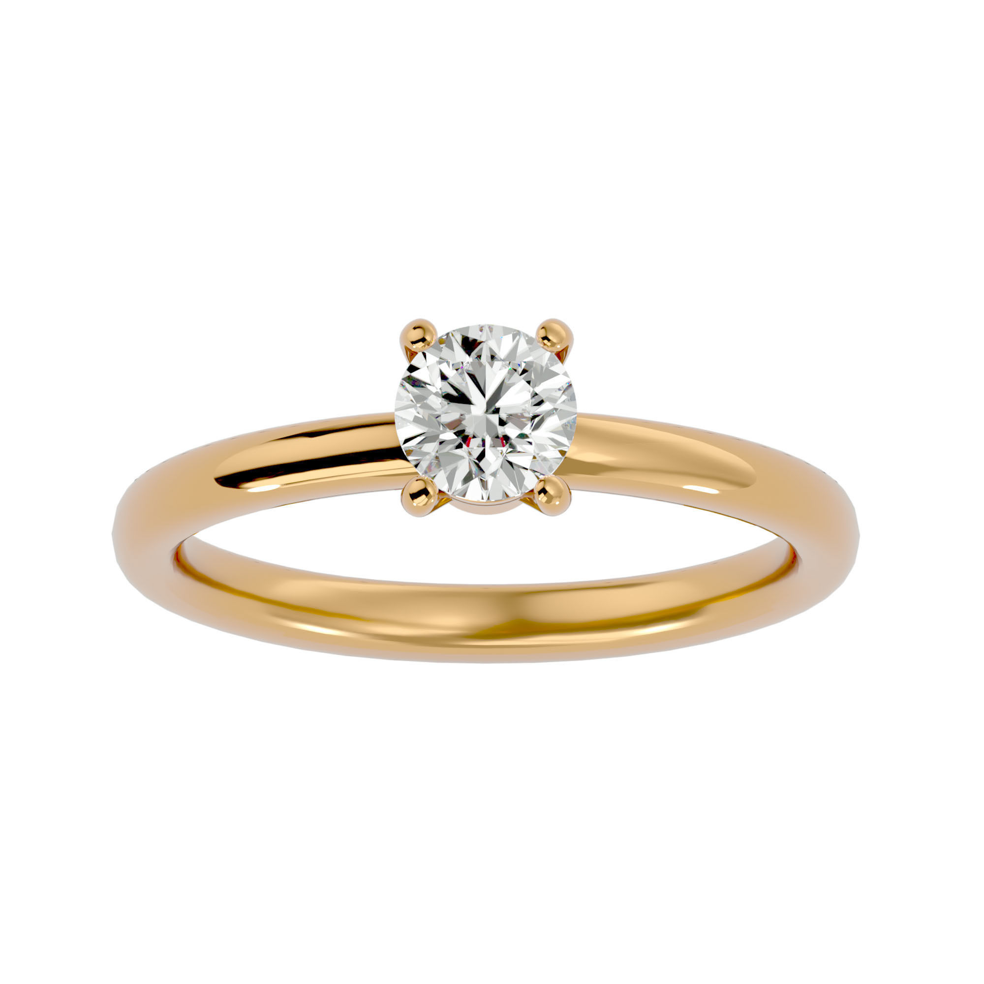 Single Round diamond Women solitaire ring with 360 View 3D print model_2