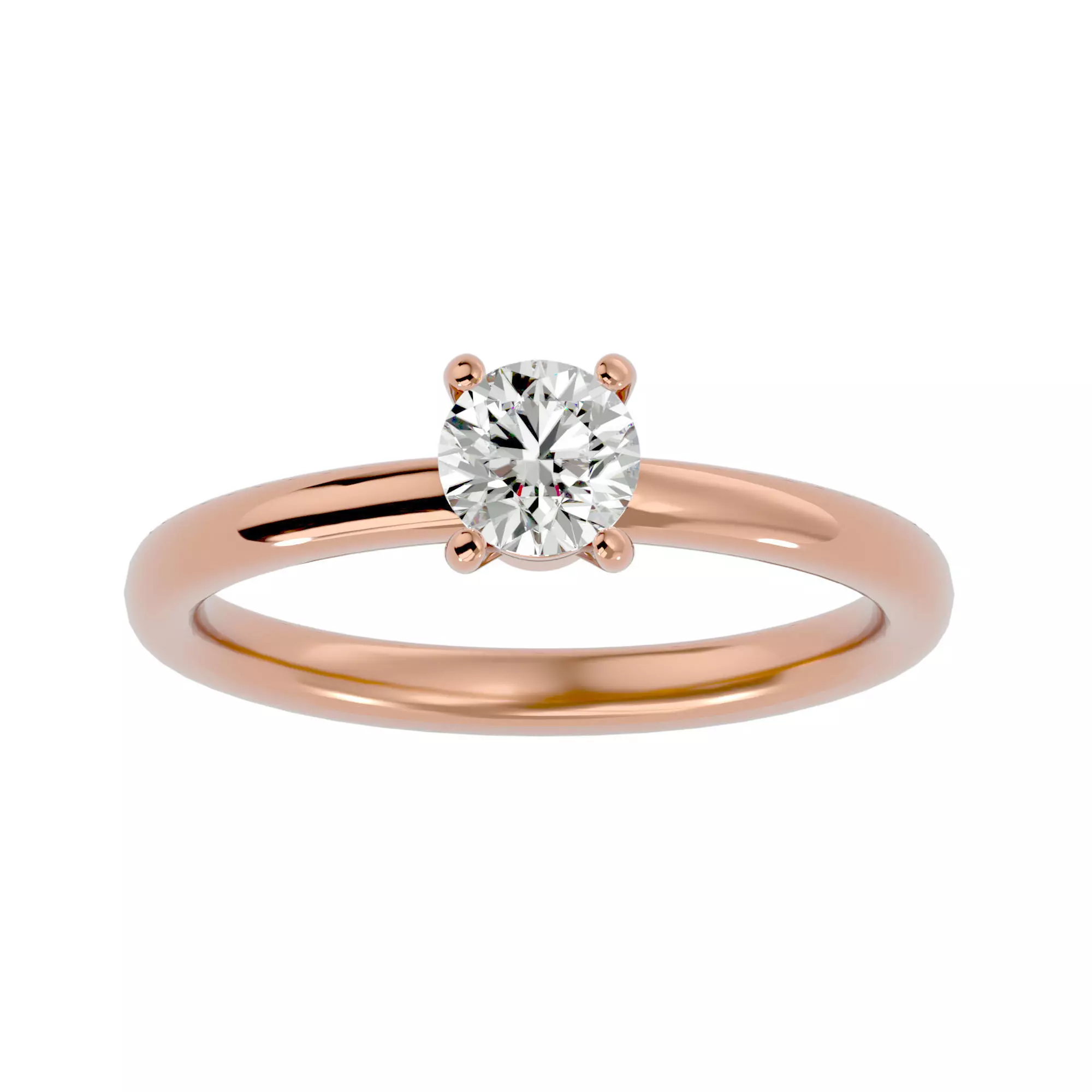 Single Round diamond Women solitaire ring with 360 View 3D print model_0