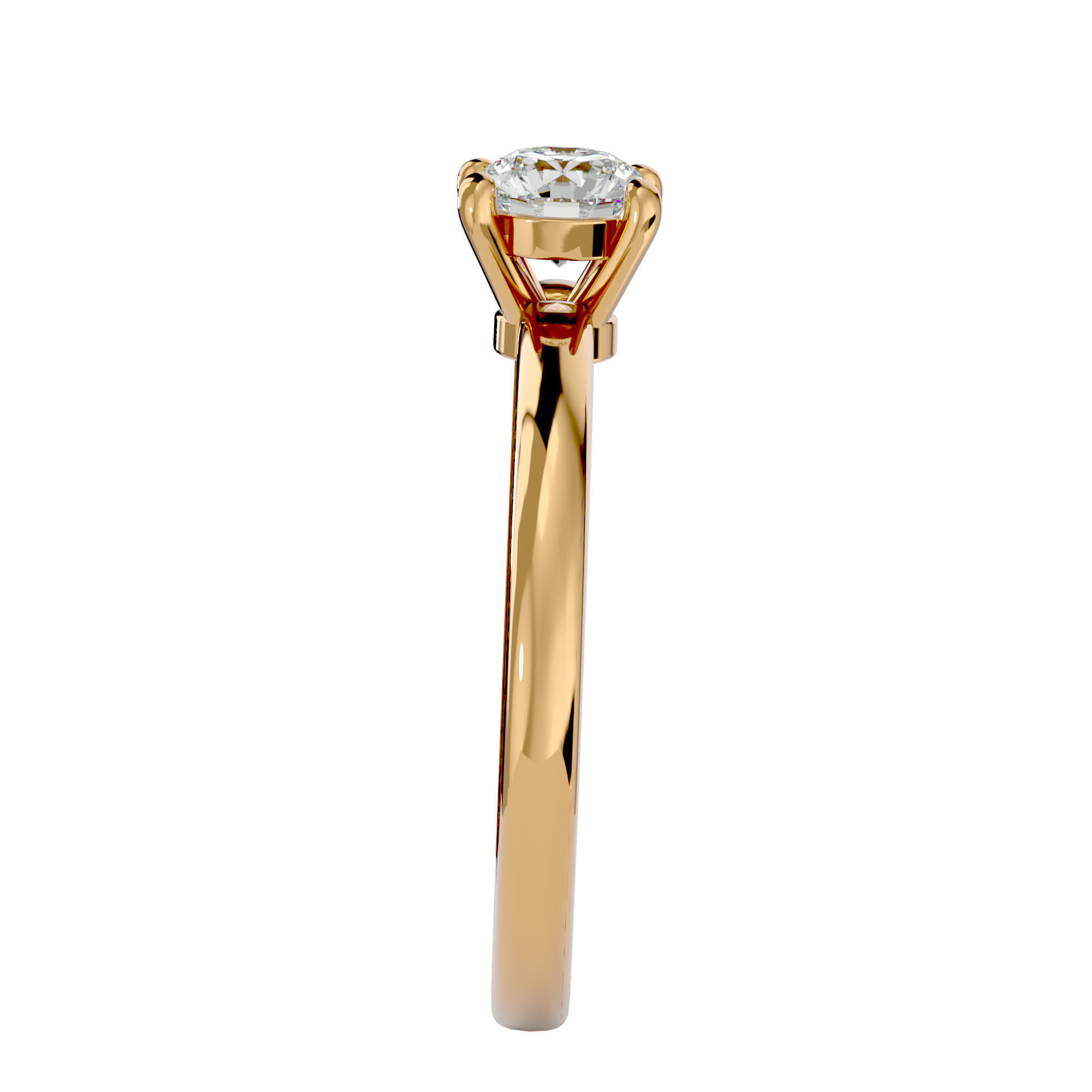 Single Round diamond Women solitaire ring with 360 View 3D print model_7