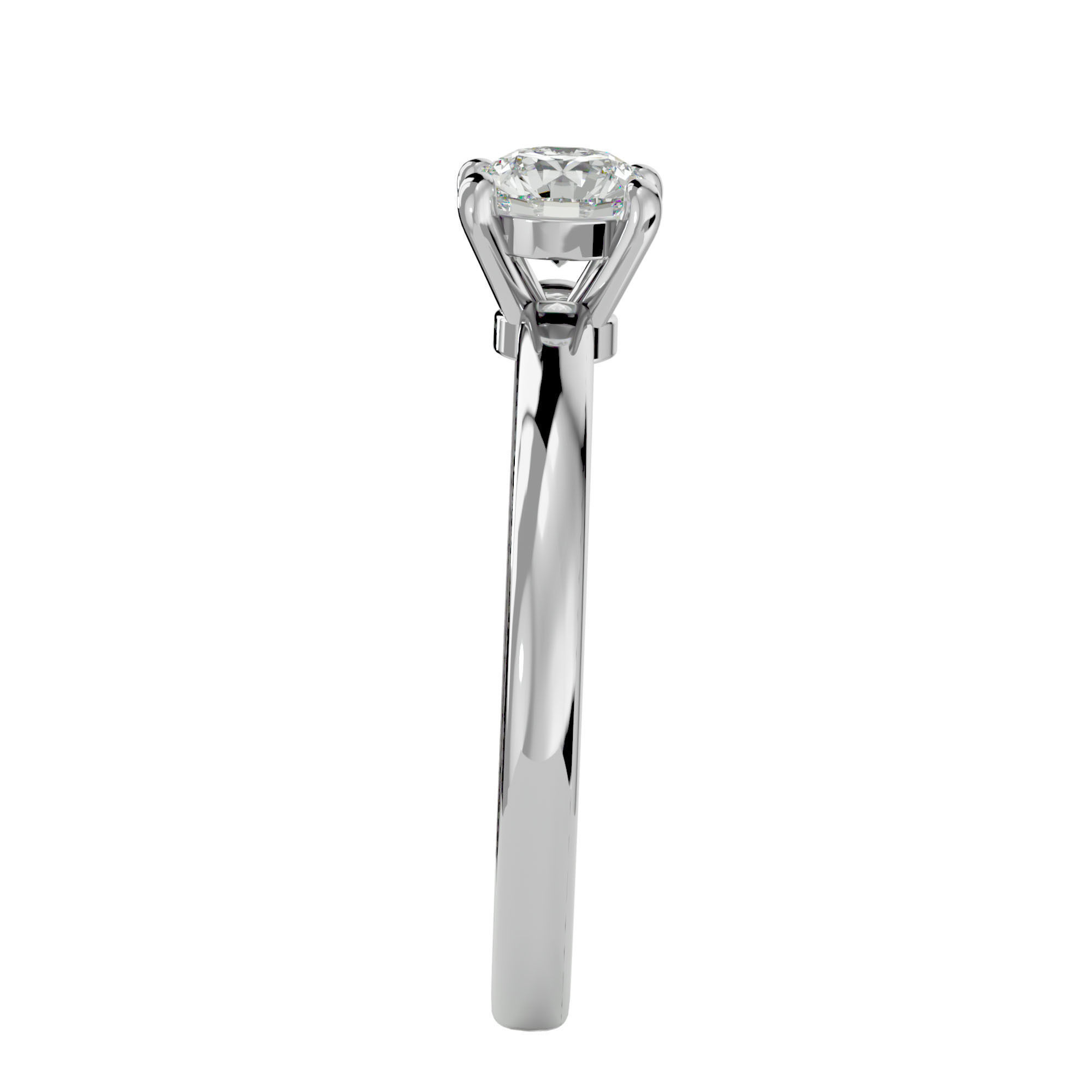 Single Round diamond Women solitaire ring with 360 View 3D print model_10