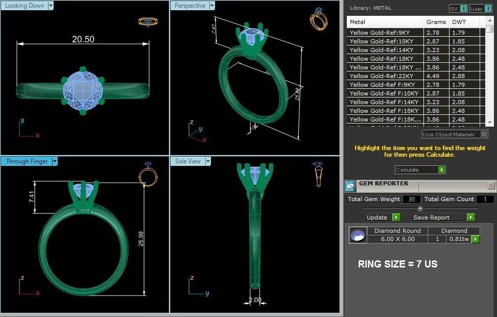 Single Round diamond Women solitaire ring with 360 View 3D print model_8