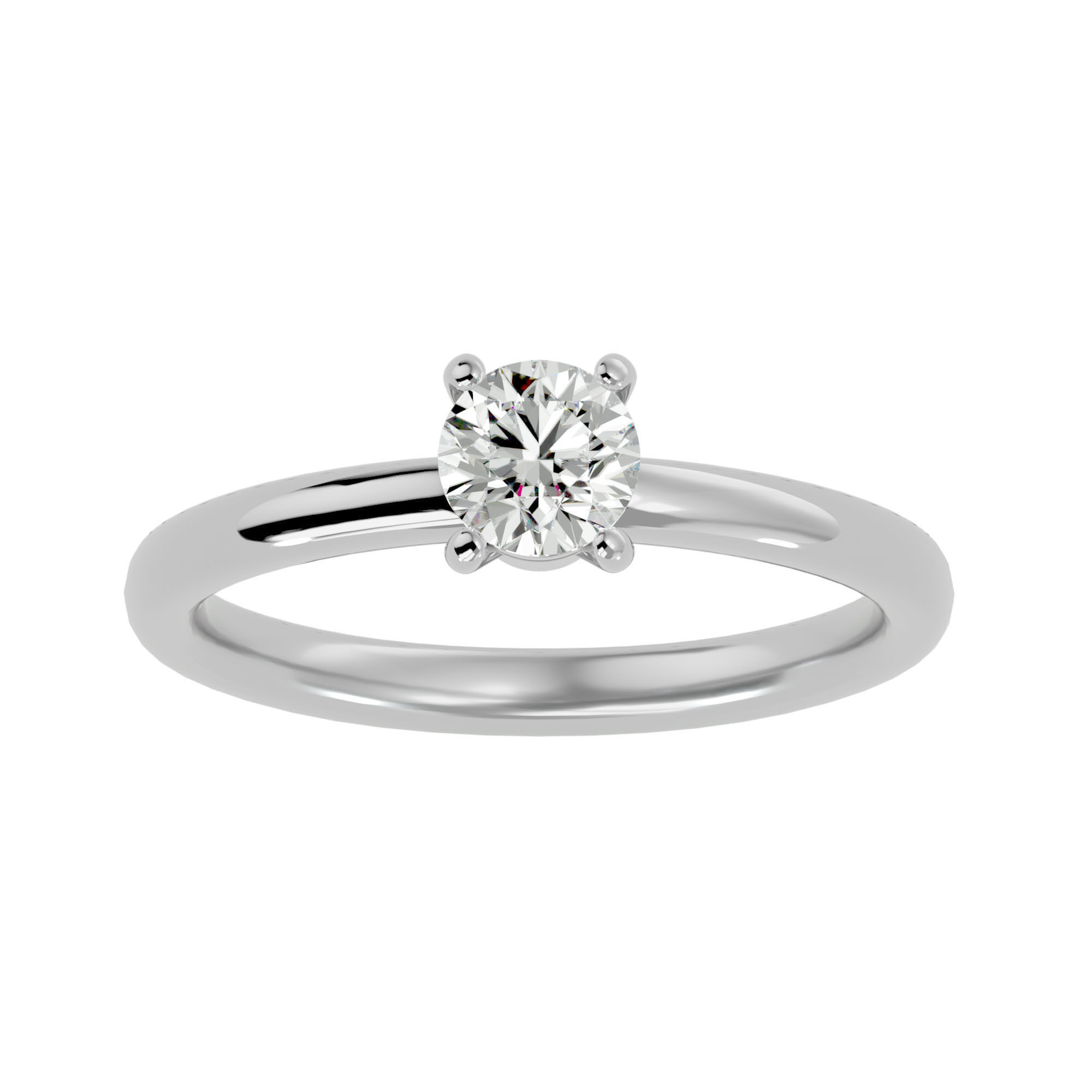 Single Round diamond Women solitaire ring with 360 View 3D print model_3