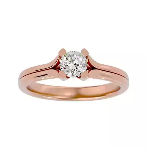 Single Round diamond Women solitaire ring with 360 View 3D print model