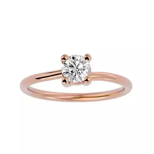 Single Round diamond Women solitaire ring with 360 View 3D print model