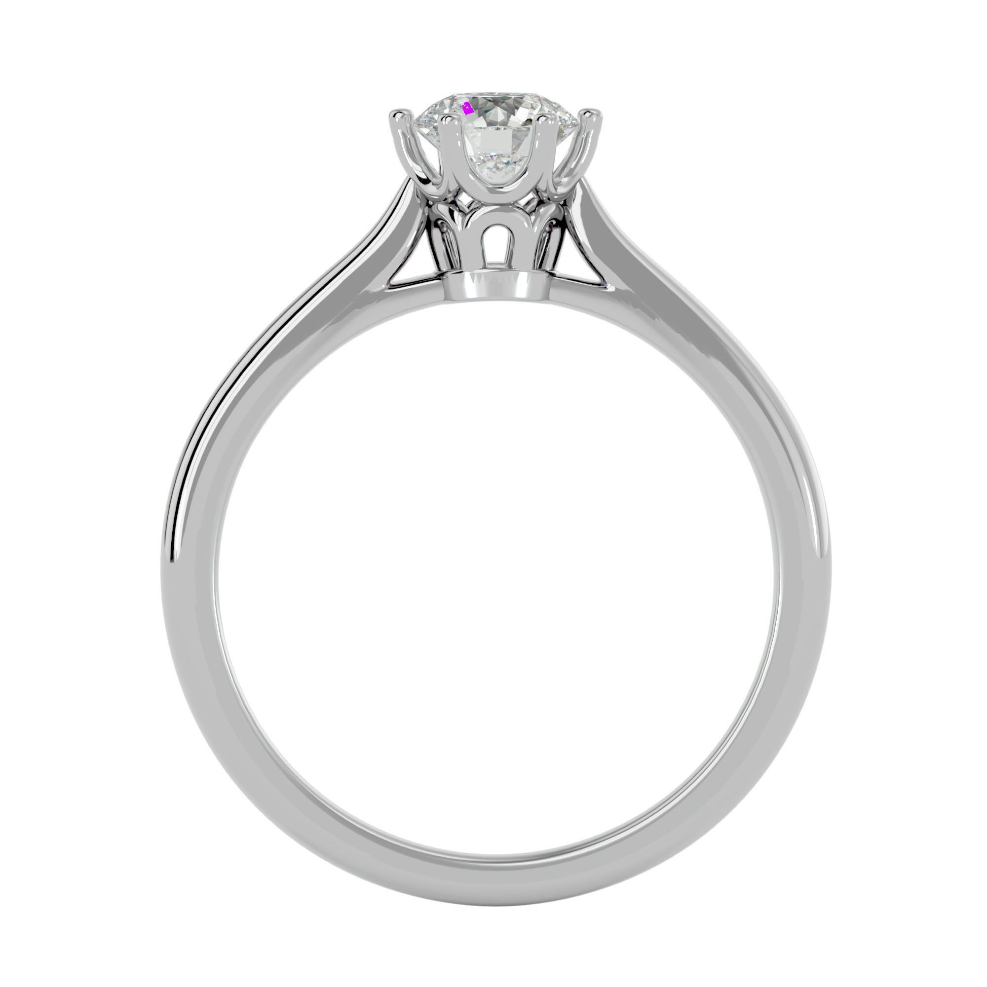 Single Round diamond Women solitaire ring with 360 View 3D print model_5